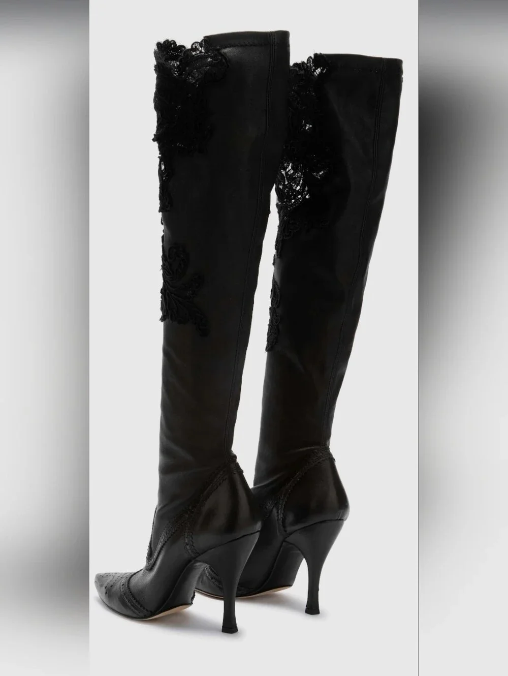 Ermanno Scervino HOT ITEM! Over The Knee Stretch Nappa Boots w/Couture Lace. 8.5